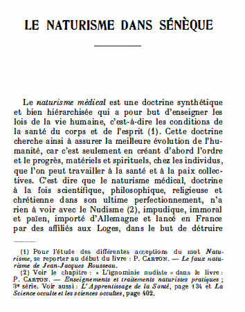 Le naturisme dans Sénèque